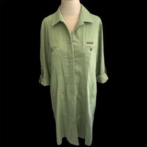 Mossimo Dutte Shirt Dress Leather Accents & Chic Buttons